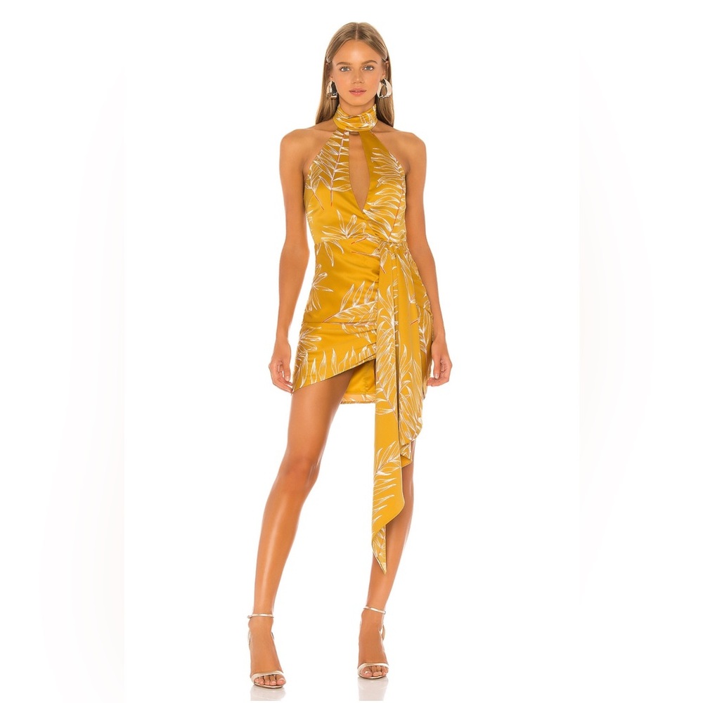 Camila Coehlo Antonia Mini Dress in Gold Tropical